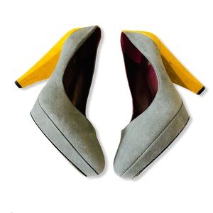 Botkier Anthropologie Gray & Yellow Platform Heels